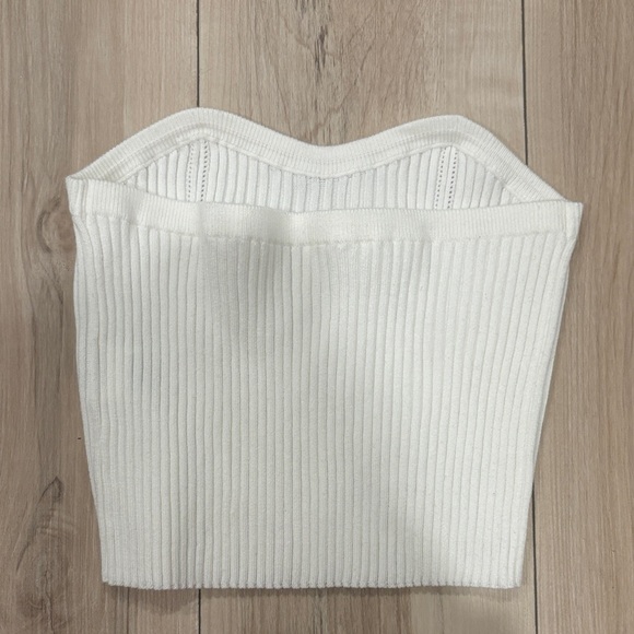 White Ribbed Knit Tube Top - Picture 2 of 2